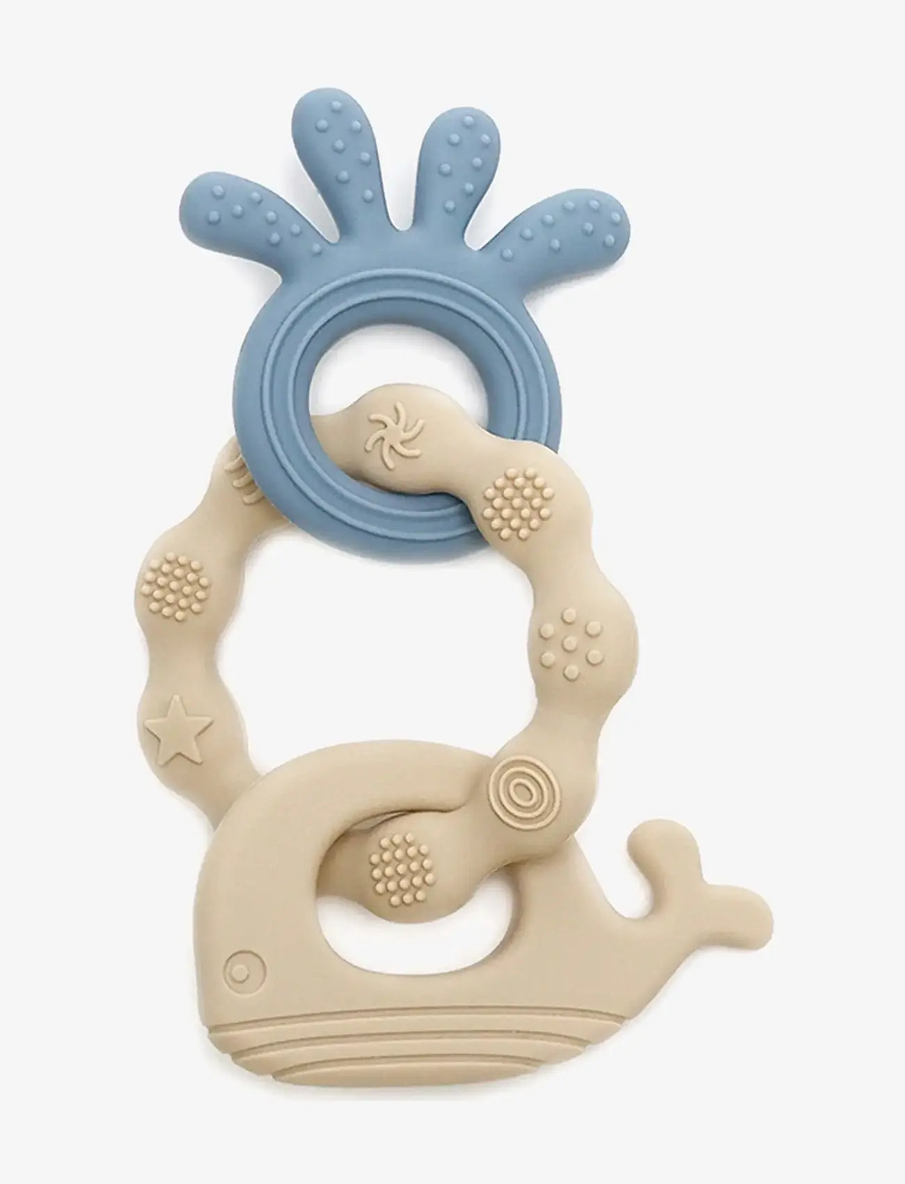 Magni Toys - Teether bracelet, silicone with silicone appendix, LFBG approved - bidelegetøj - beige and blue - 1