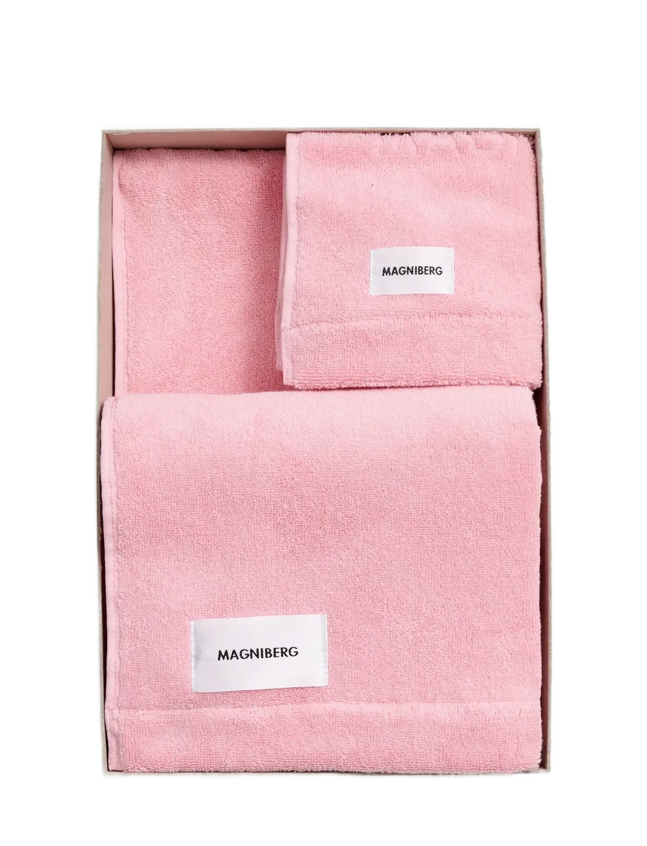 MAGNIBERG - 3-piece towel set - näorätikud - fragola pink - 1