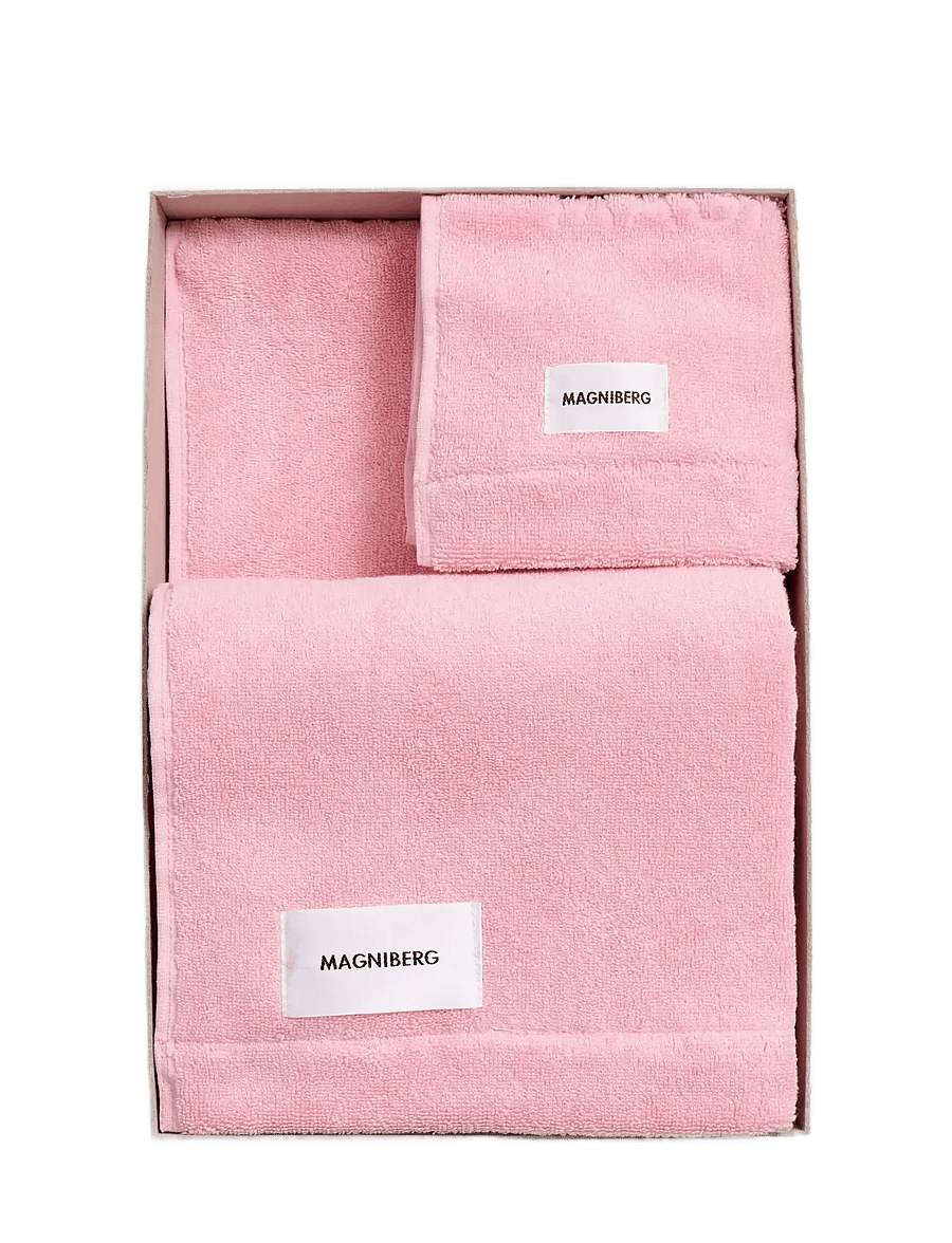 MAGNIBERG - 3-piece towel set - näorätikud - fragola pink - 1