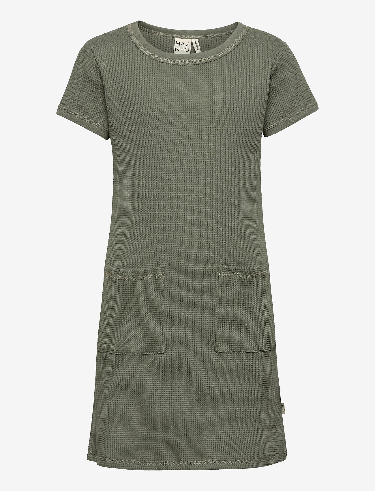 Mainio - Waffle dress, Agave green - short-sleeved casual dresses - agave green - 0