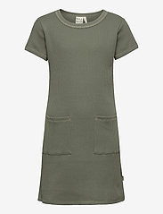 Mainio - Waffle dress, Agave green - short-sleeved casual dresses - agave green - 0