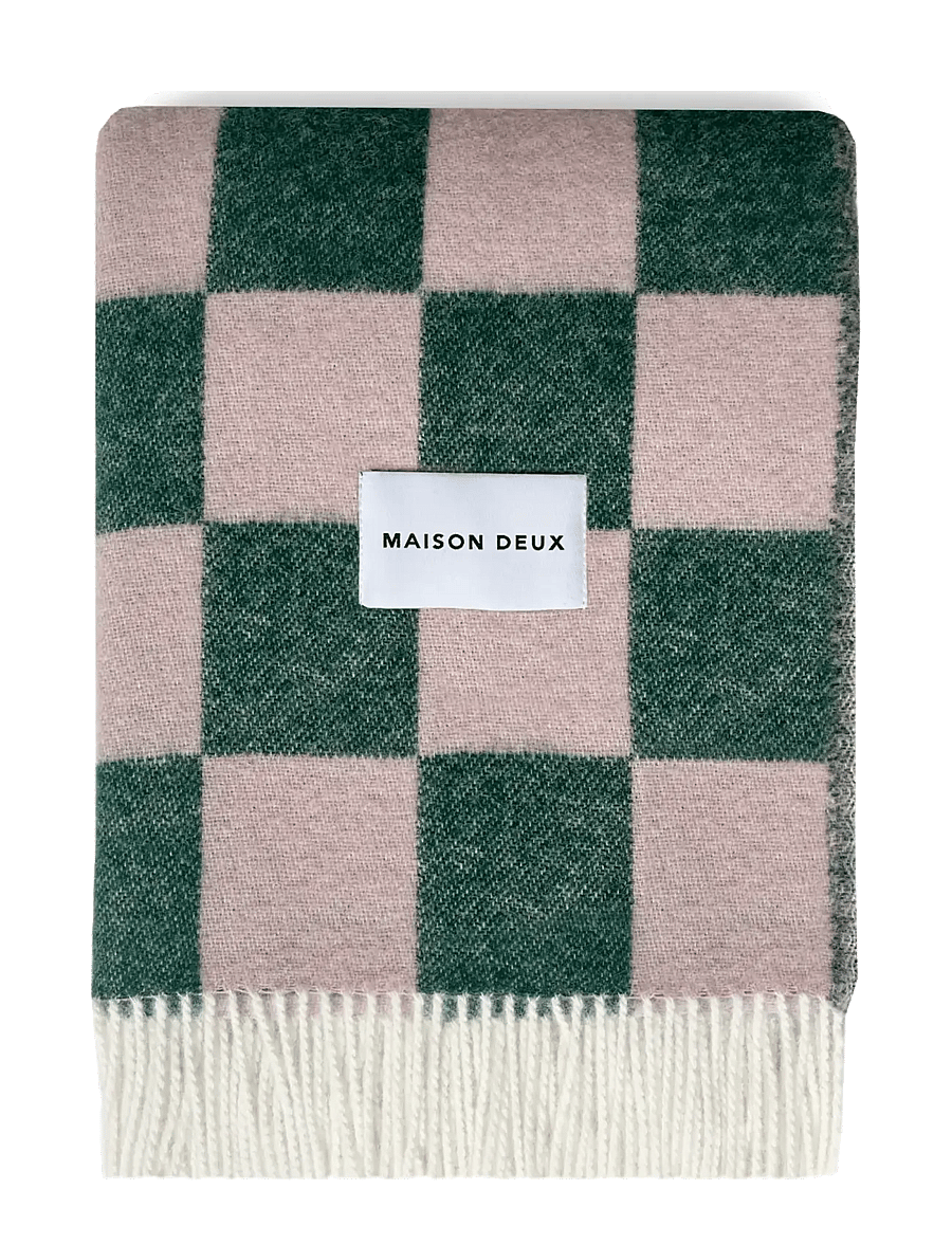 Maison Deux - Checkerboard Blanket - pleedid - green/pink - 0