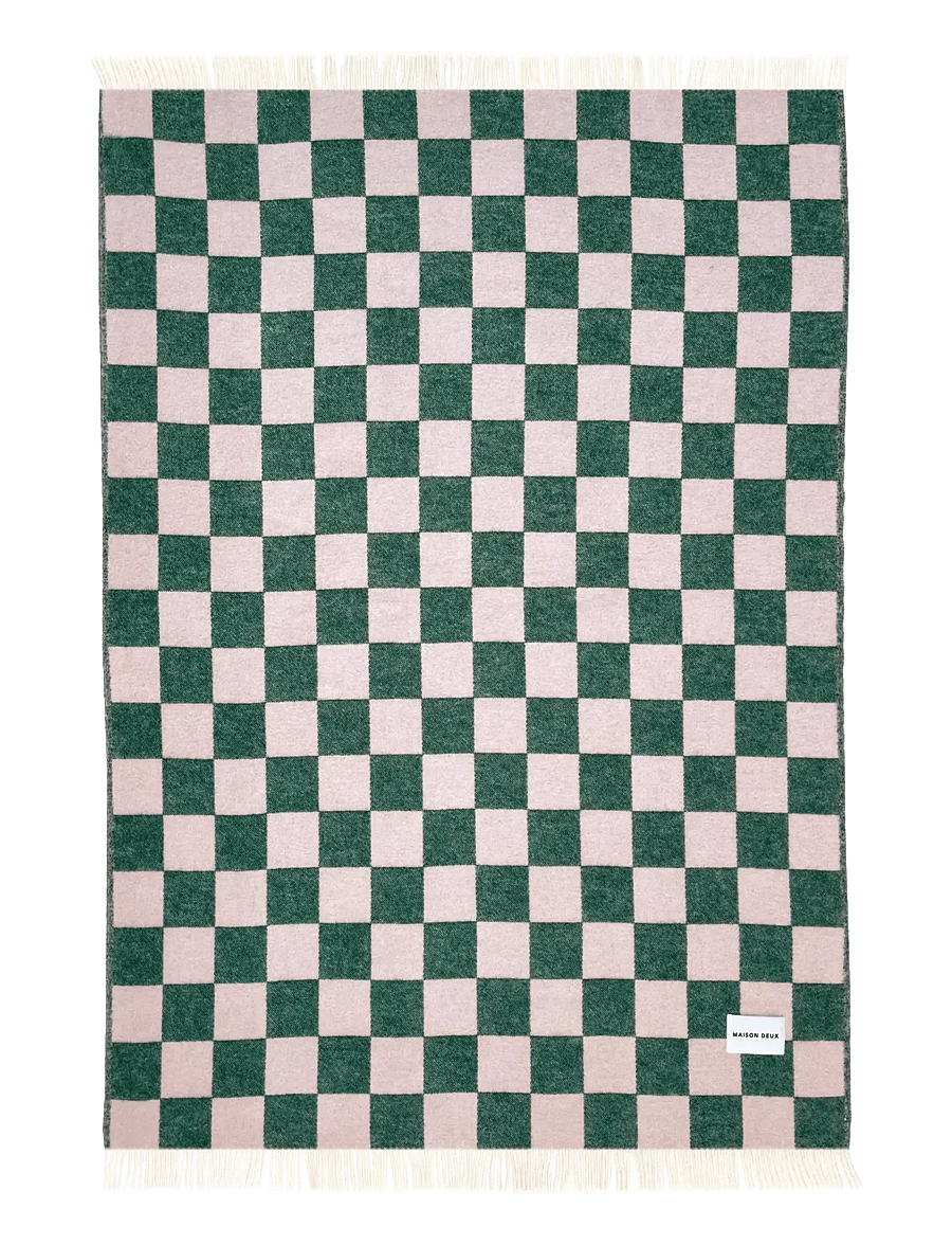 Maison Deux - Checkerboard Blanket - pleedid - green/pink - 1