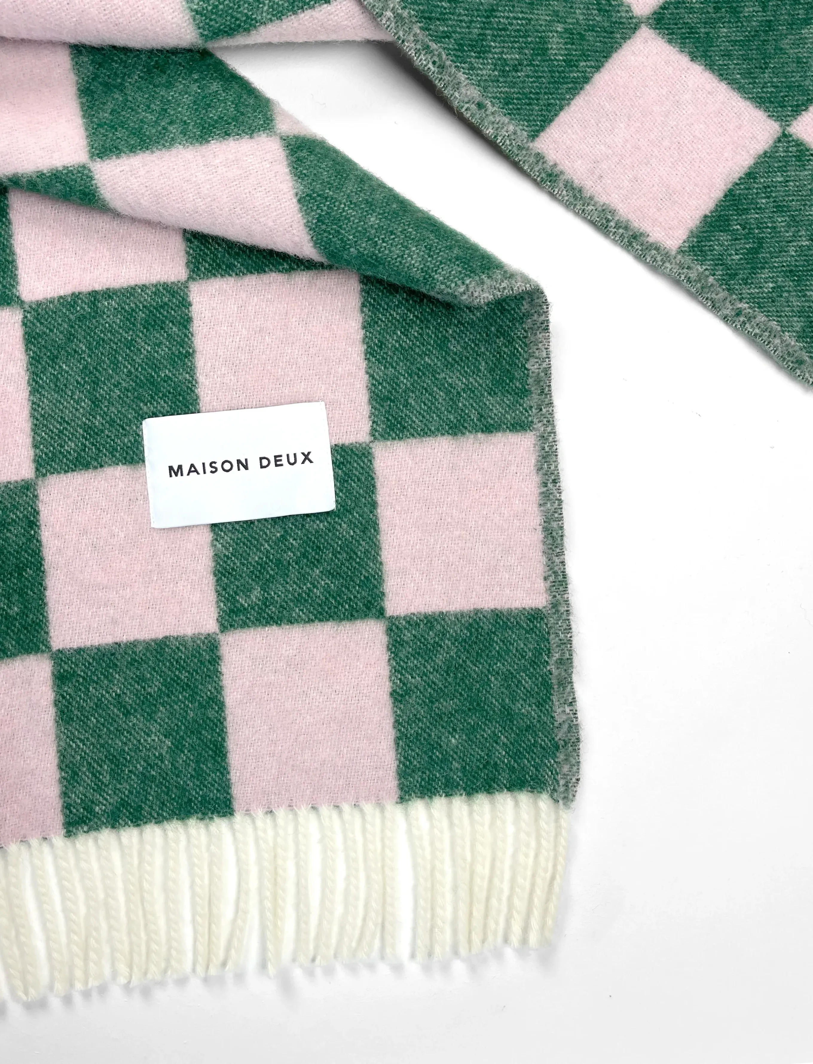 Maison Deux - Checkerboard Blanket  - green/pink - 2
