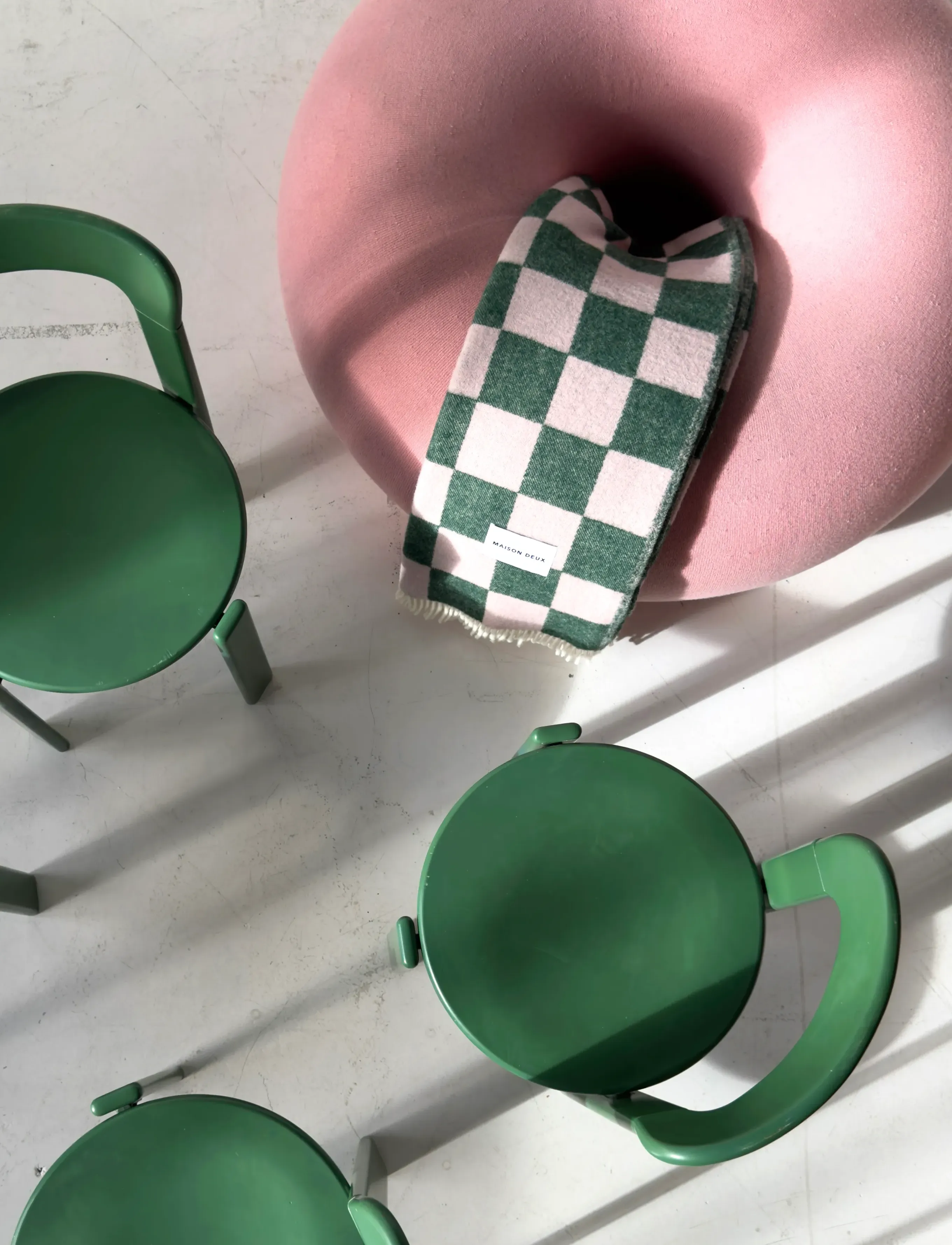 Maison Deux - Checkerboard Blanket  - green/pink - 5