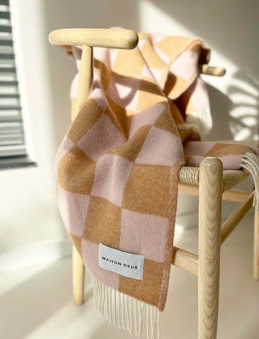 Maison Deux - Checkerboard Blanket - pleedid - terra/pink - 4