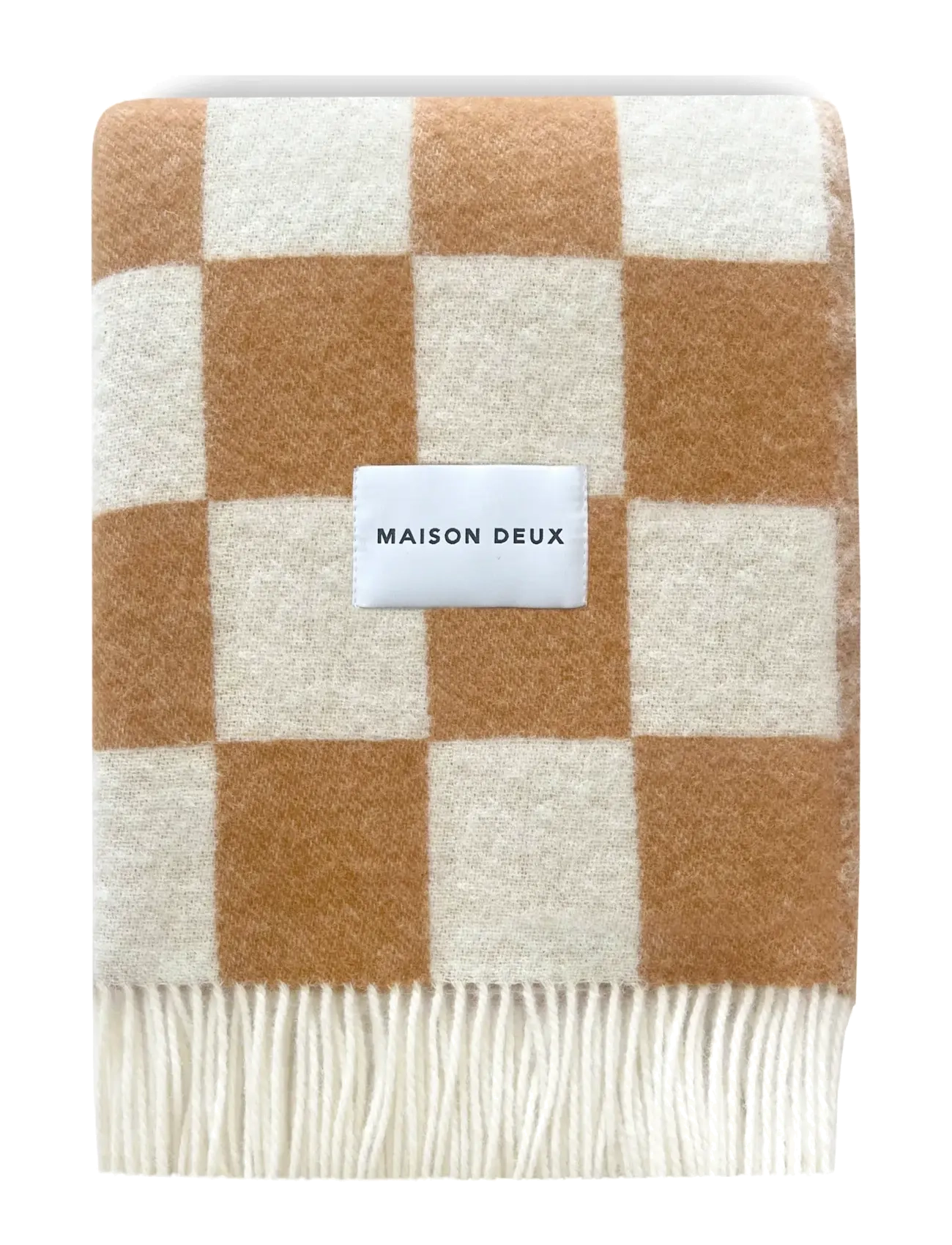 Maison Deux Checkerboard Blanket, 130X 200 cm, Cushions & Blankets, Beige - Blankets Throws, Homeware