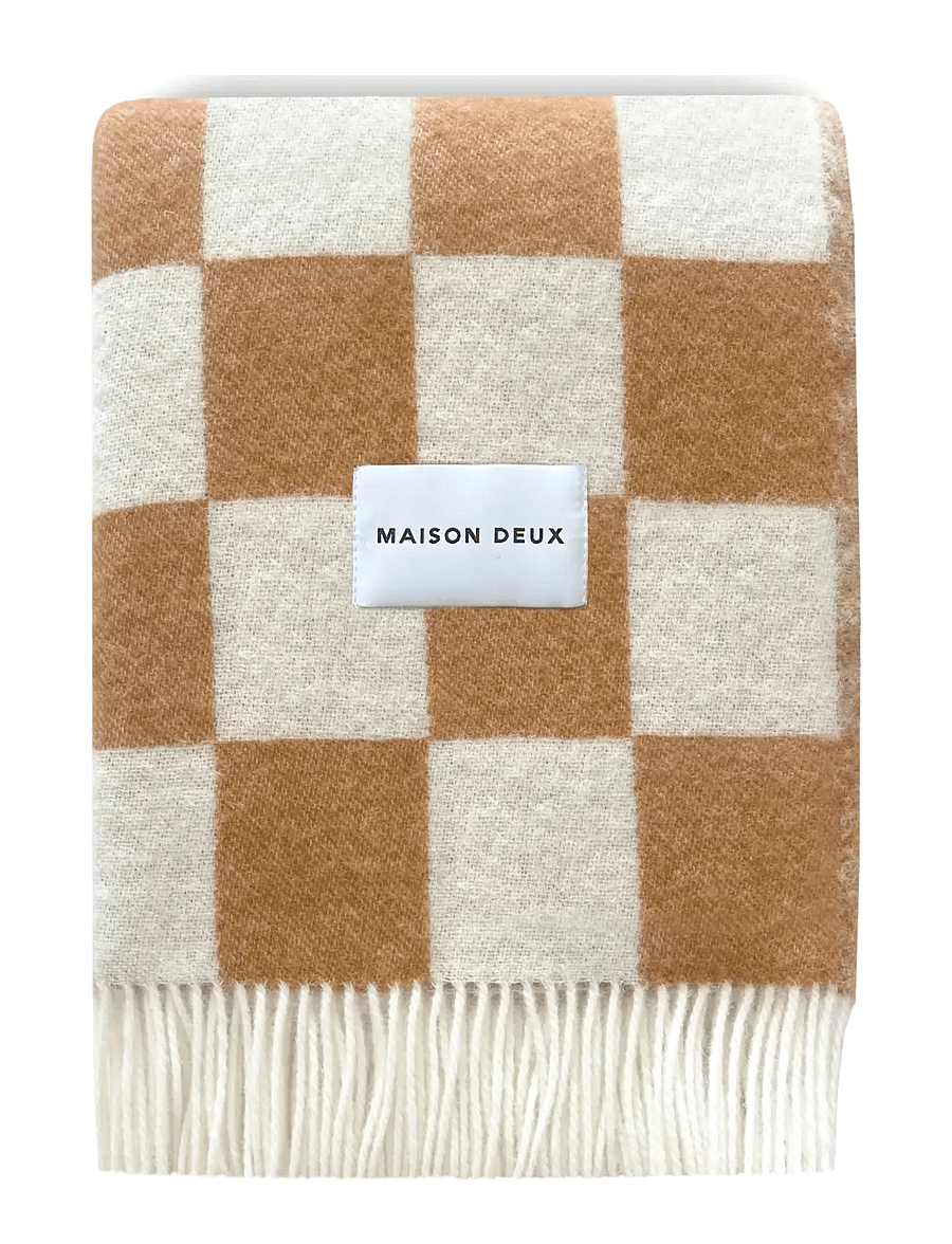 Maison Deux - Checkerboard Blanket - decken - terra/white - 0