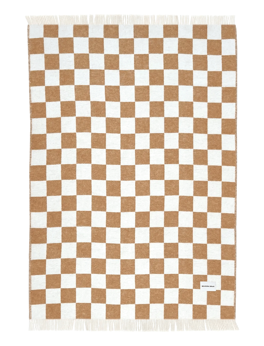 Maison Deux - Checkerboard Blanket - decken - terra/white - 1