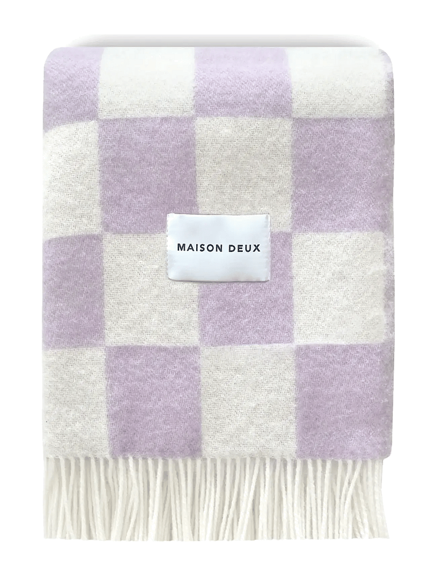 Maison Deux - Checkerboard Blanket - decken - lilac/white - 0