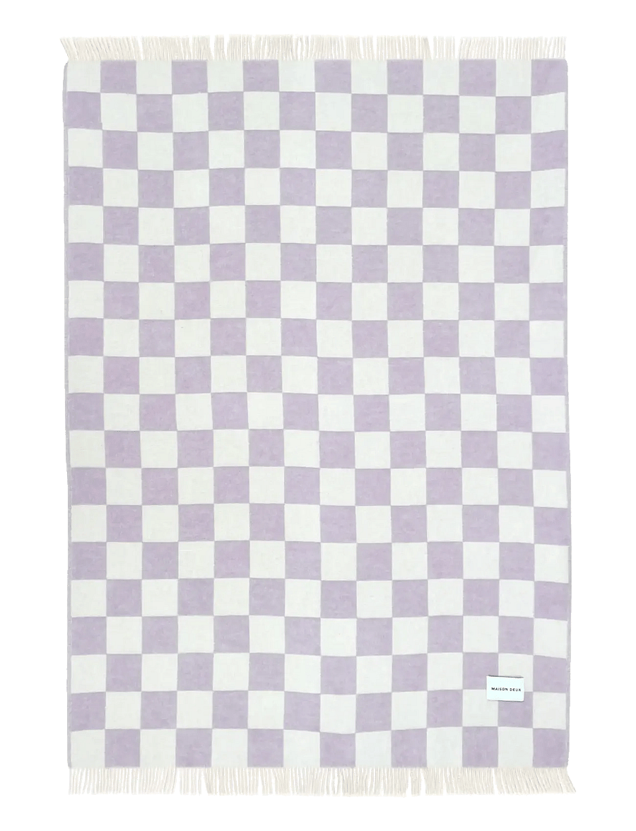 Maison Deux - Checkerboard Blanket - decken - lilac/white - 1
