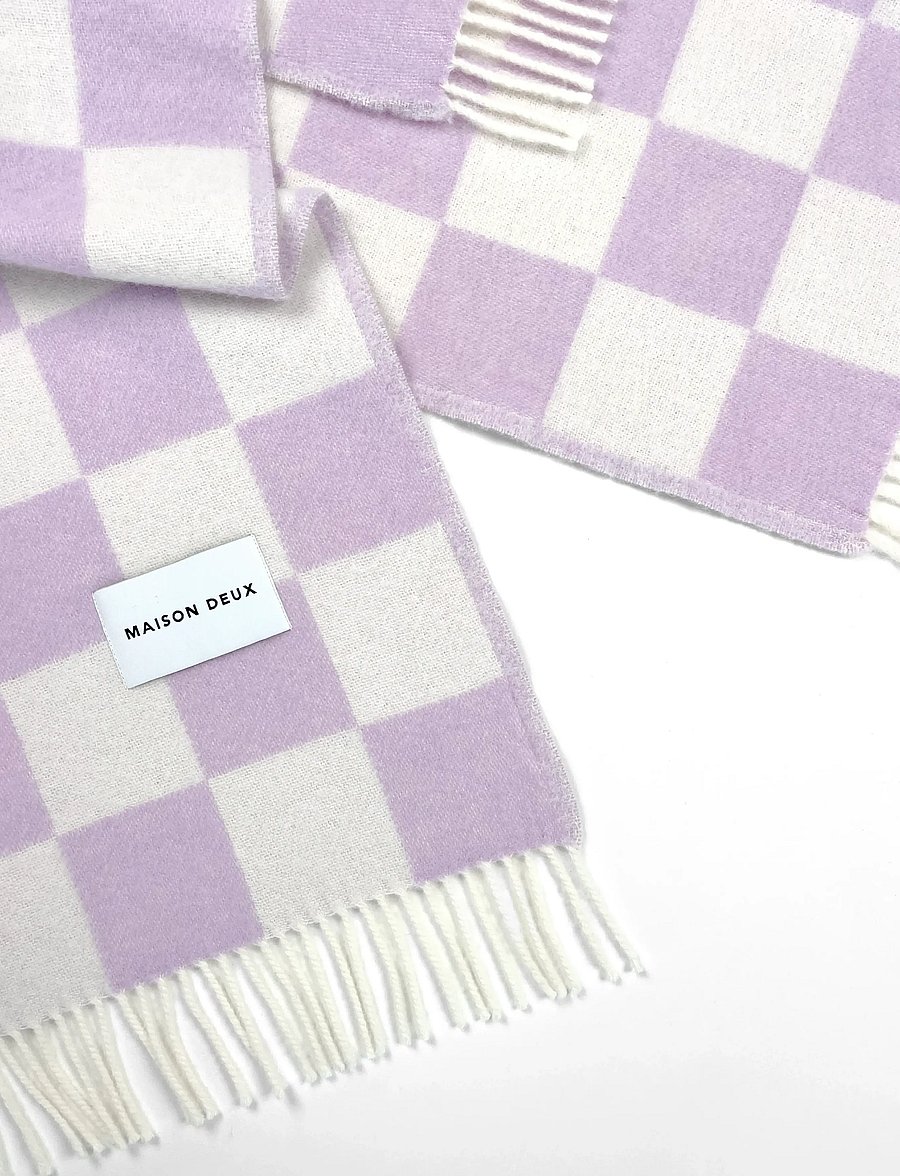 Maison Deux - Checkerboard Blanket - decken - lilac/white - 2