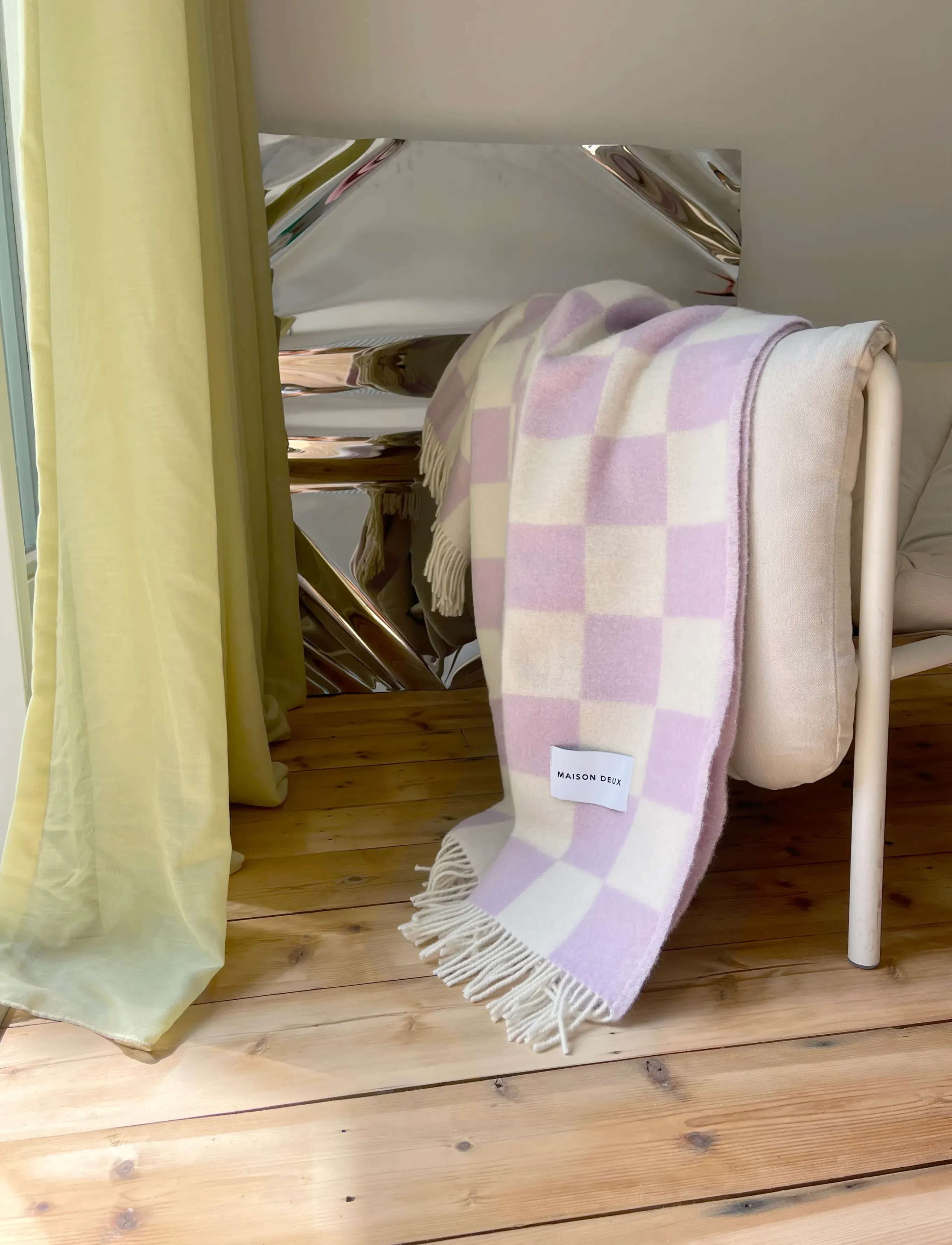 Maison Deux - Checkerboard Blanket  - decken - lilac/white - 4