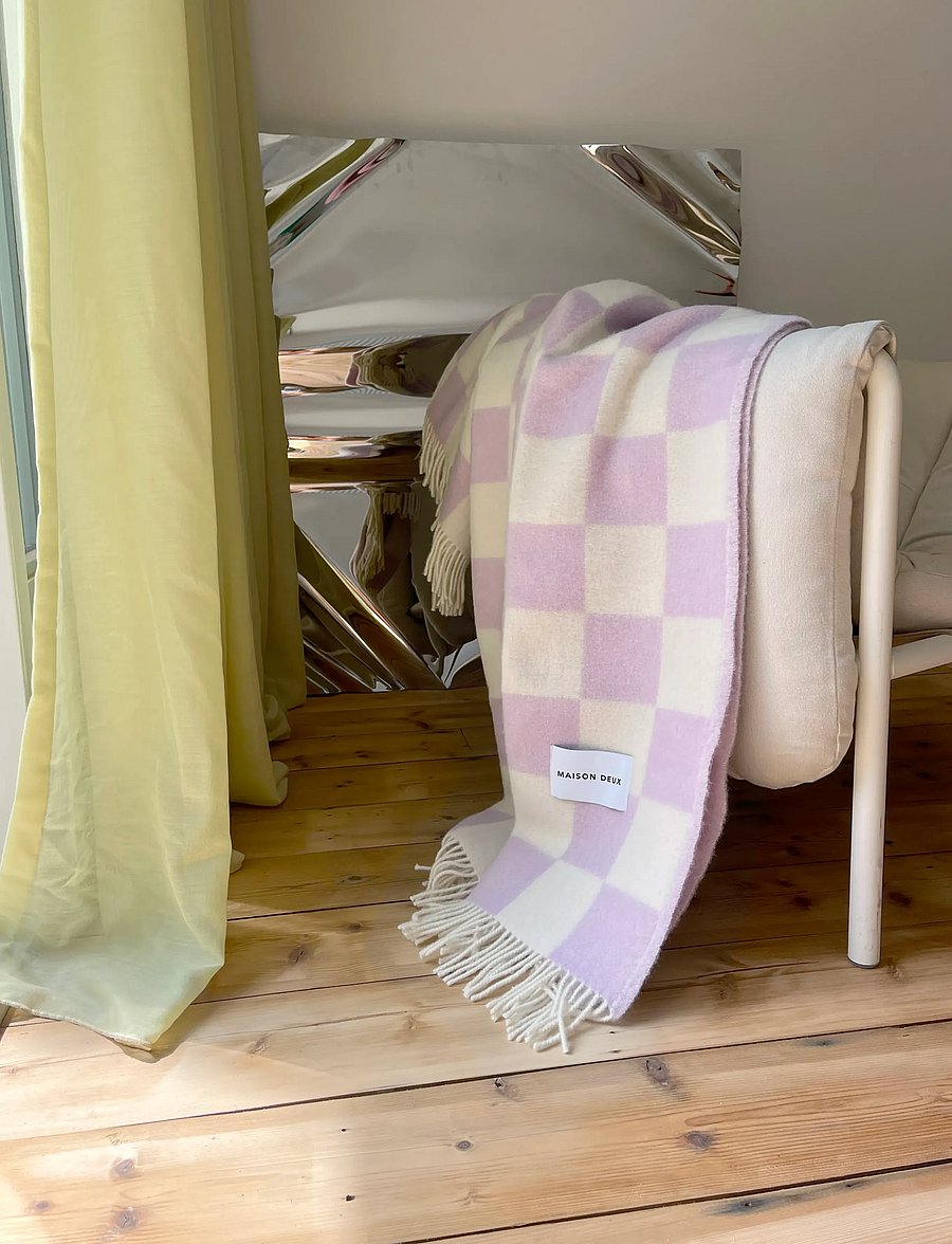 Maison Deux - Checkerboard Blanket - decken - lilac/white - 4
