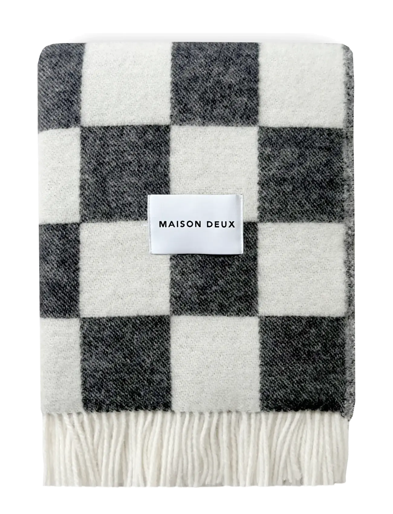Maison Deux Checkerboard Blanket, 130X 200 cm, Cushions & Blankets, Weiß - Blankets Throws, Homeware