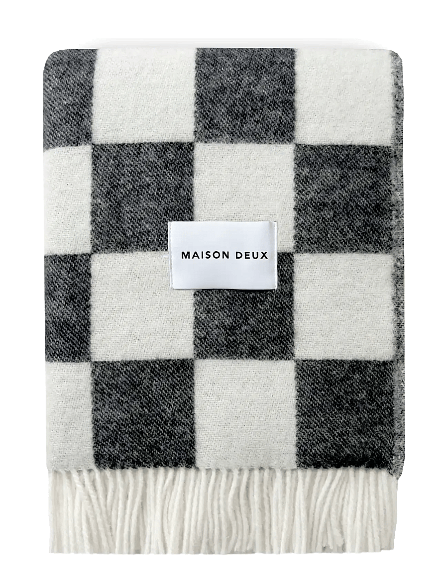 Maison Deux - Checkerboard Blanket - decken - black/white - 0