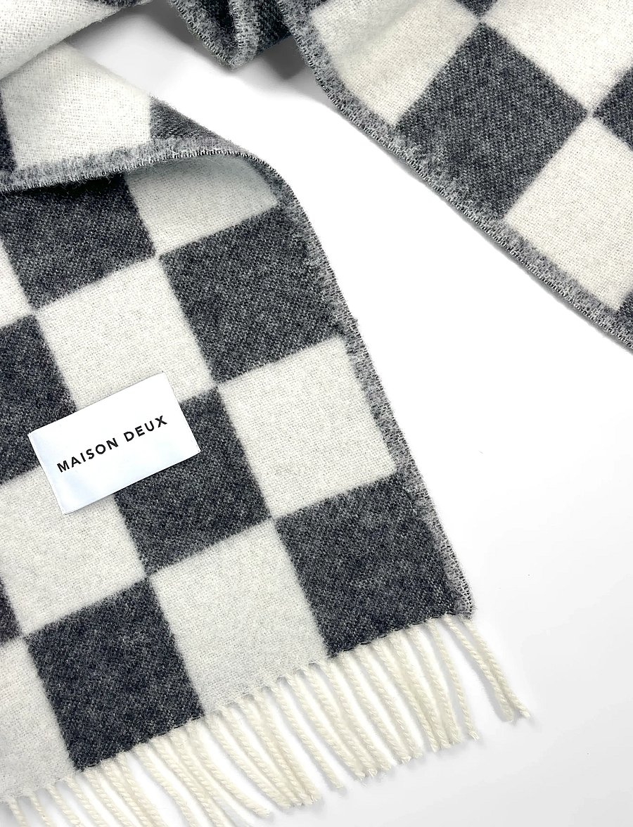 Maison Deux - Checkerboard Blanket - decken - black/white - 2