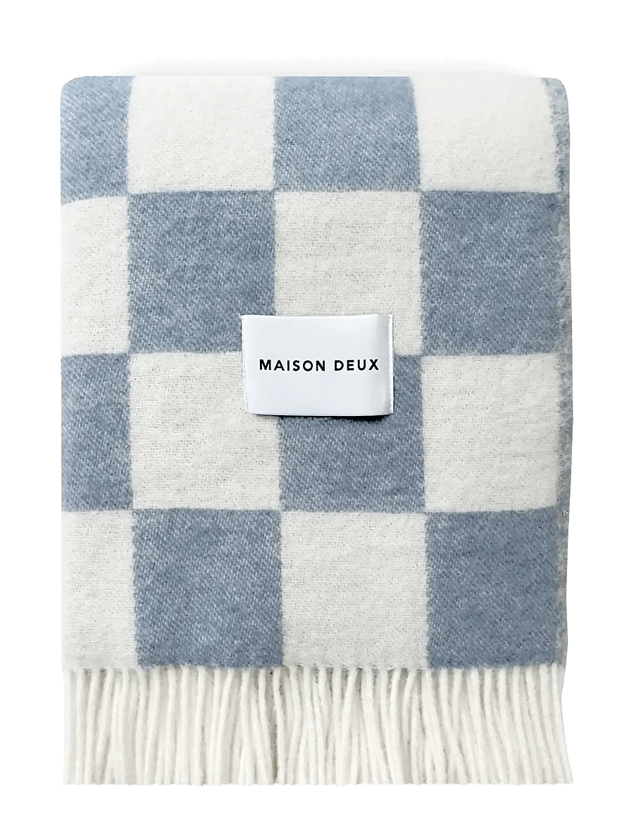 Maison Deux - Checkerboard Blanket Denim / White - denim/white - 0