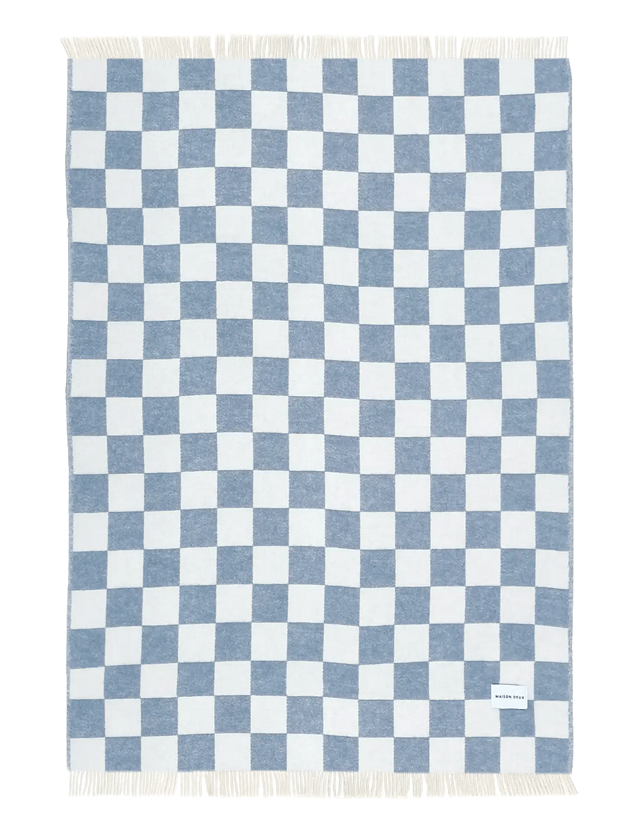 Maison Deux - Checkerboard Blanket Denim / White - denim/white - 1