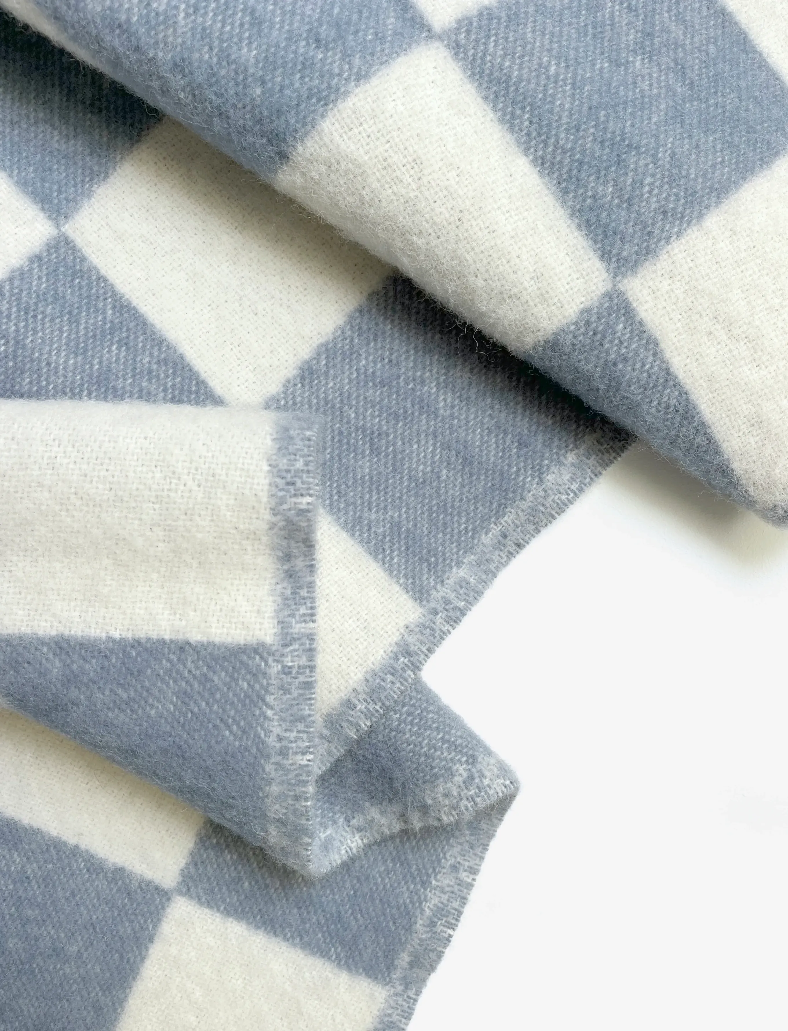 Maison Deux - Checkerboard Blanket  Denim / White - denim/white - 2