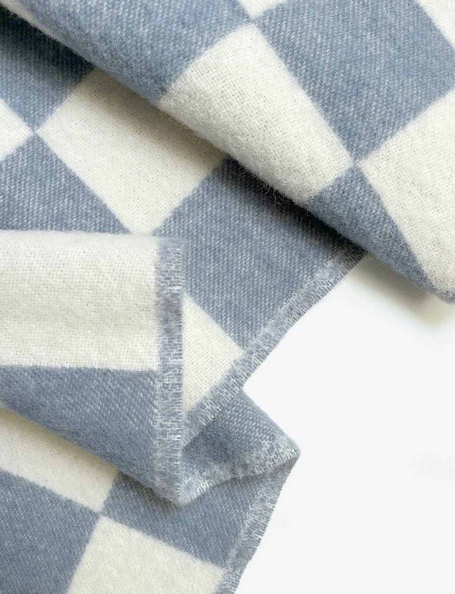 Maison Deux - Checkerboard Blanket Denim / White - denim/white - 2
