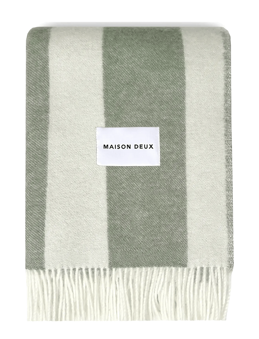 Maison Deux - Rough Stripe Blanket - pleedid - agave - 1