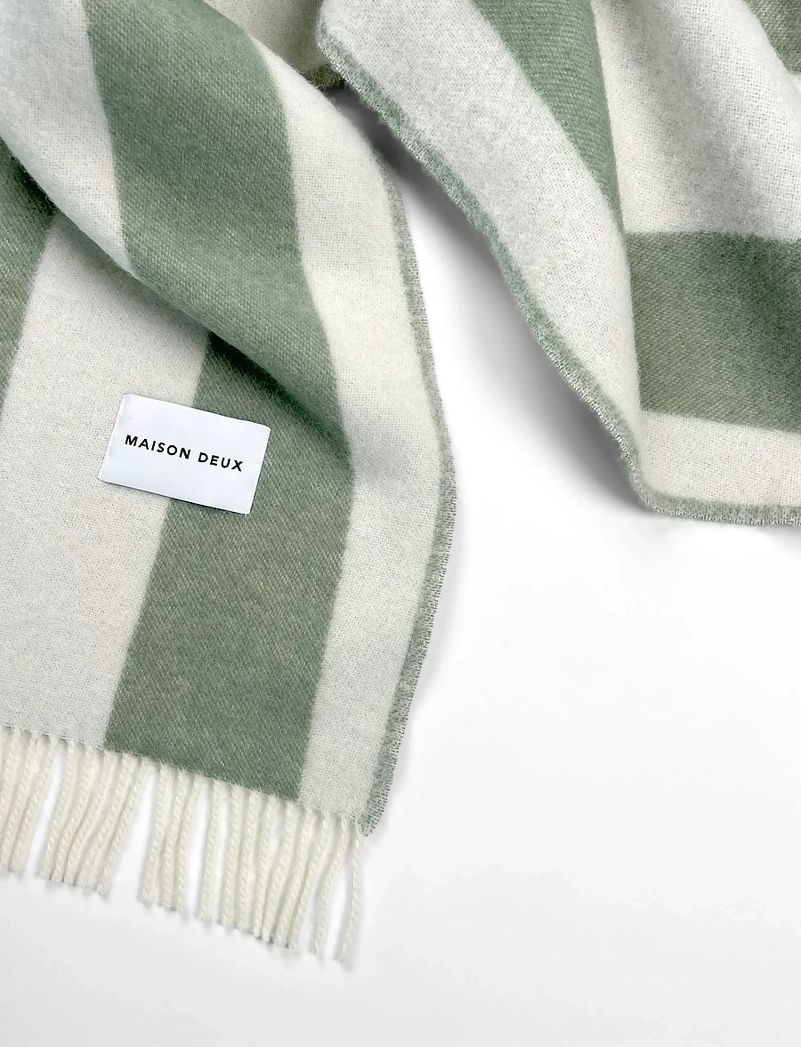 Maison Deux - Rough Stripe Blanket - pleedid - agave - 2
