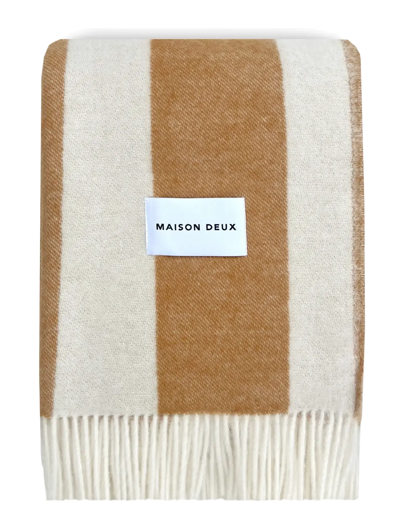 Maison Deux Rough Stripe Blanket, 130X 200 cm, Cushions & Blankets, Beige - Blankets Throws, Homeware