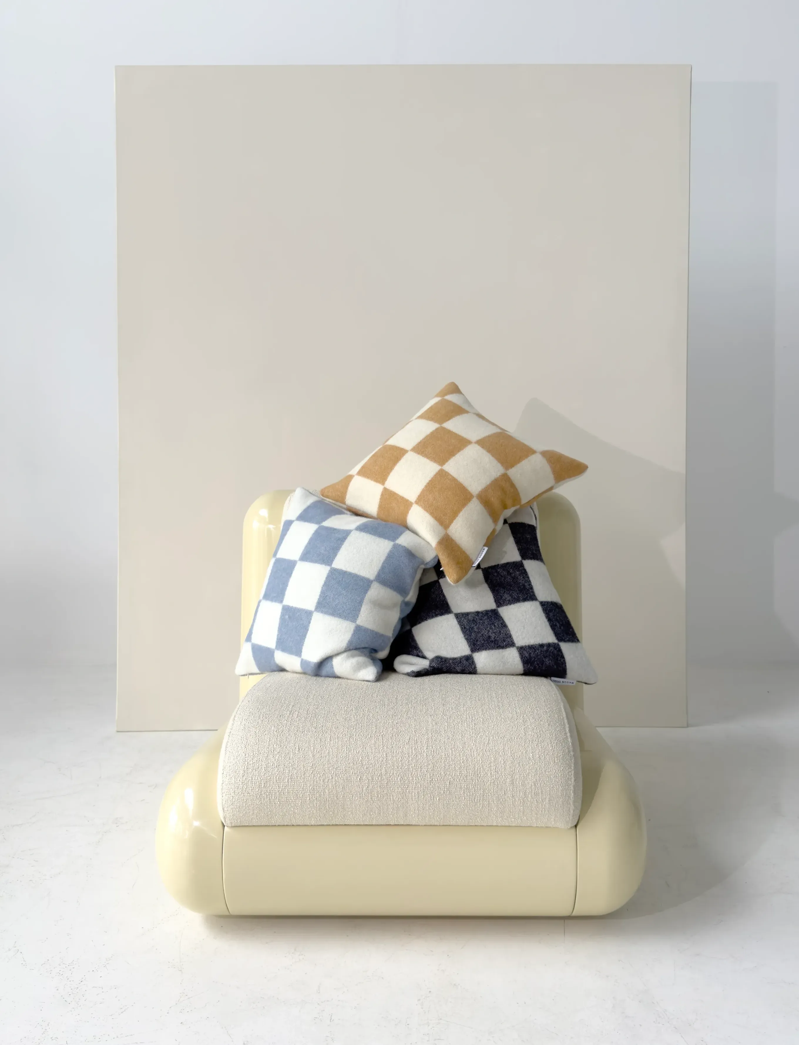 Maison Deux - Checkerboard - kissen - denim/white - 1
