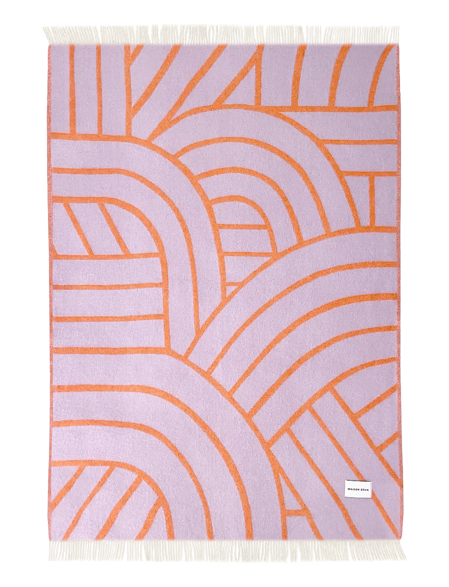 Maison Deux - Lines Blanket Lilac/Orange - pleedid - lilac/orange - 1