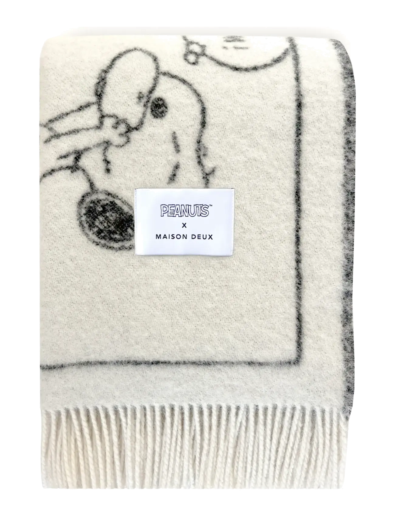 Maison Deux Peanuts Blanket Doughnut Black, 130X 200 cm, Cushions & Blankets, Weiß - Blankets Throws, Homeware