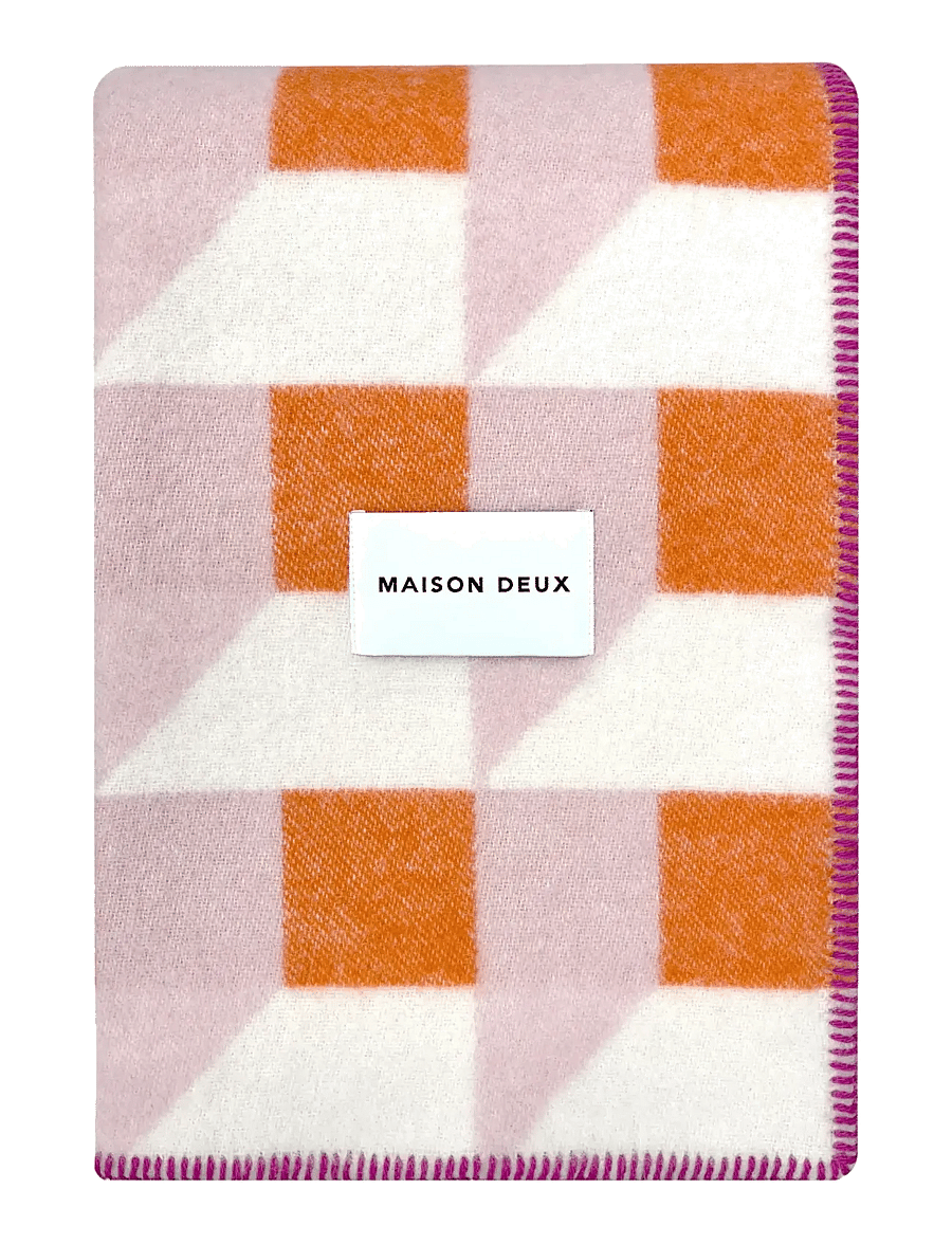 Maison Deux - Cubics Blanket - pleedid - pink carrot - 0