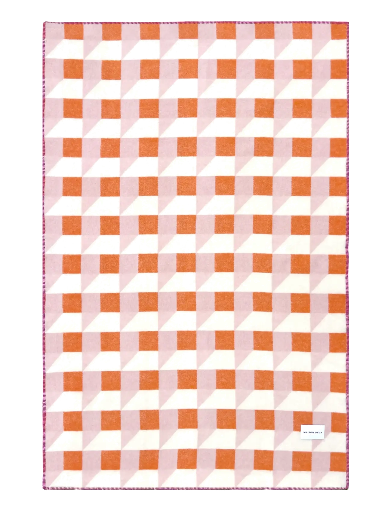 Maison Deux - Cubics Blanket - blankets & throws - pink carrot - 1