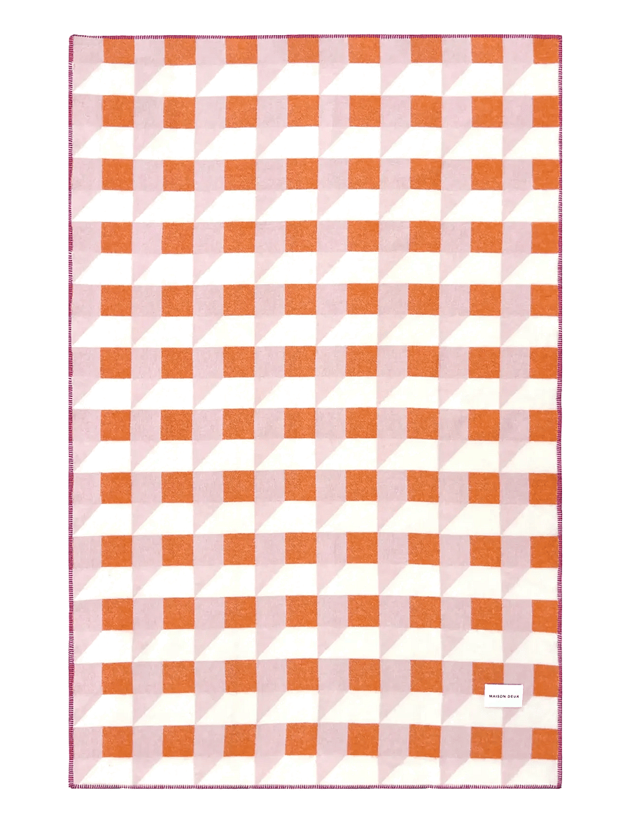 Maison Deux - Cubics Blanket - pleedid - pink carrot - 1