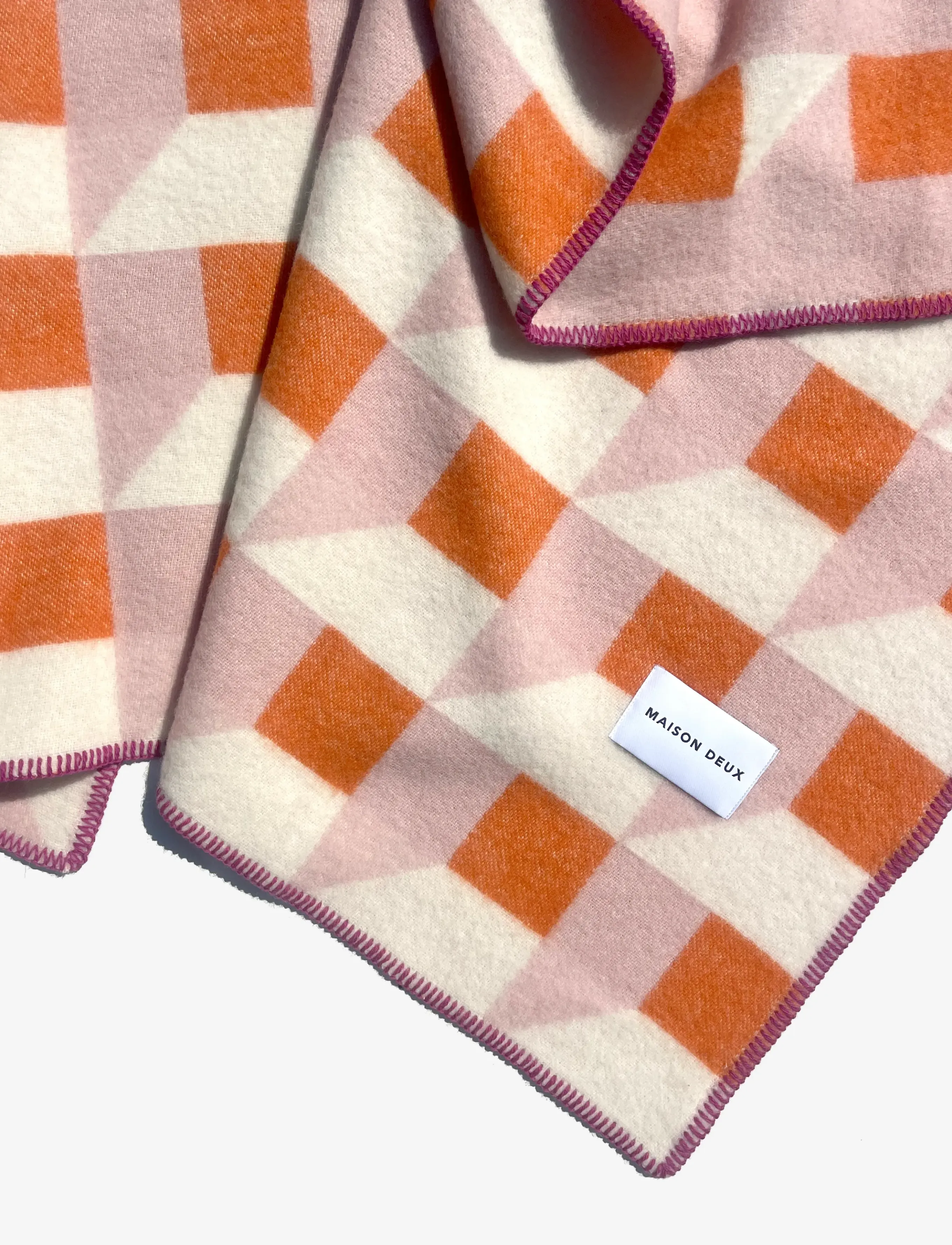 Maison Deux - Cubics Blanket - blankets & throws - pink carrot - 2