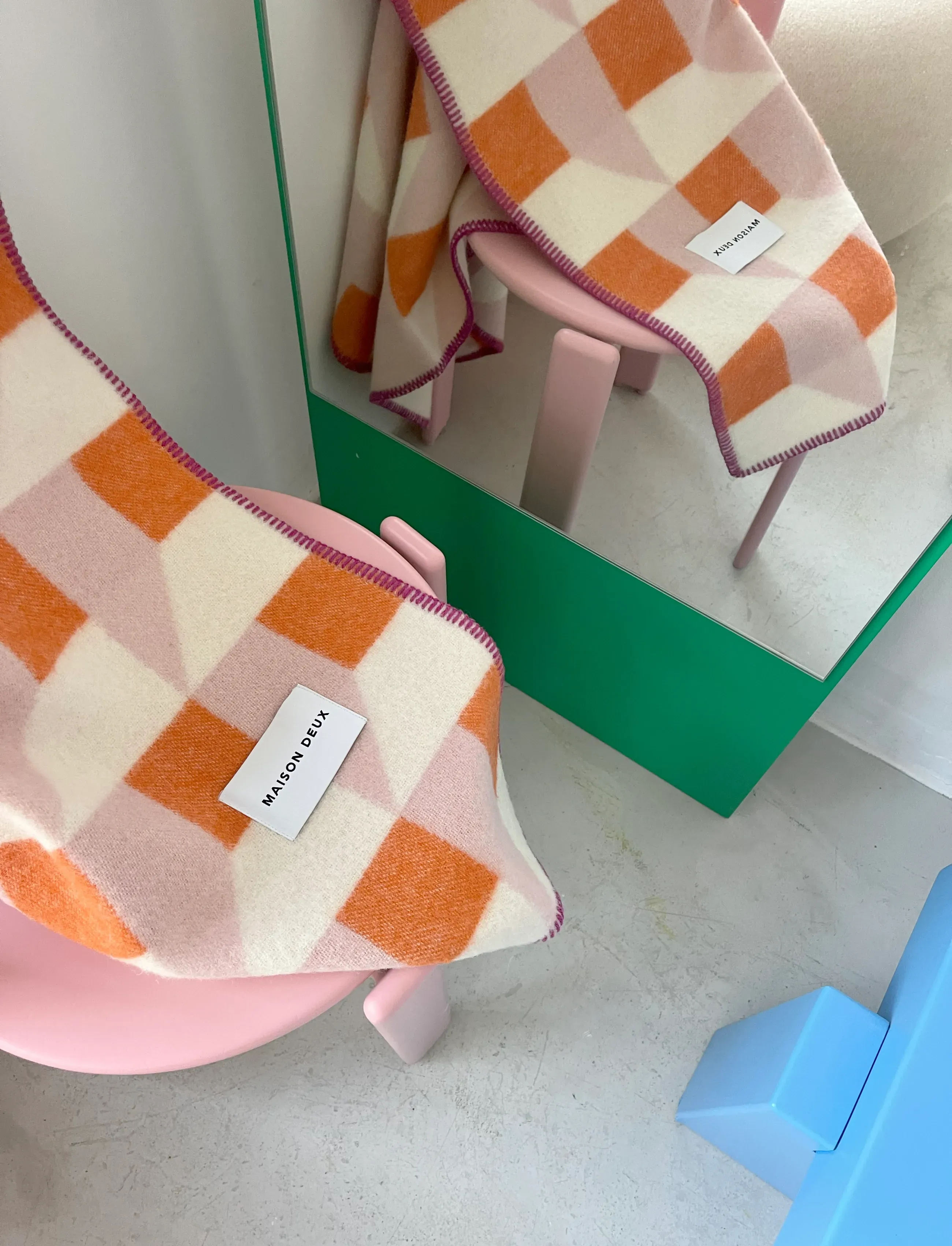 Maison Deux - Cubics Blanket - blankets & throws - pink carrot - 4