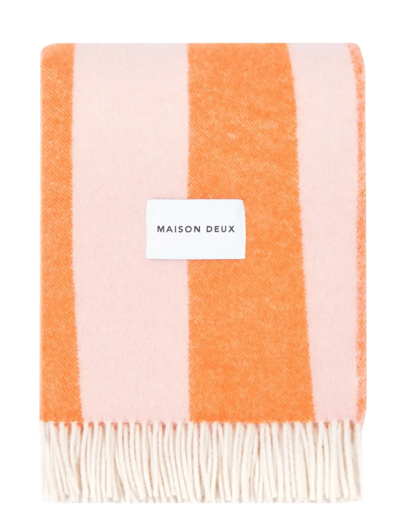 Maison Deux Rough Stripe Blanket, 130X 200 cm, Cushions & Blankets, Orange - Blankets Throws, Homeware