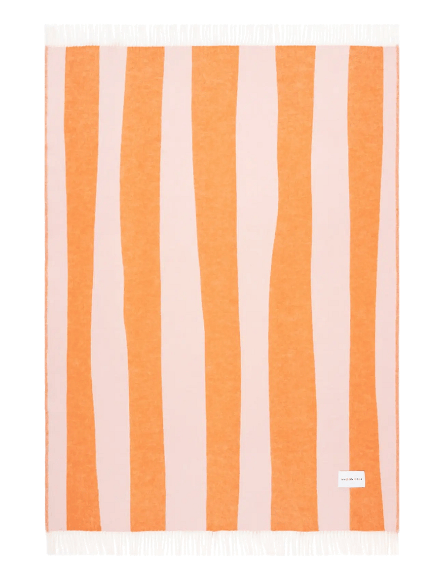 Maison Deux - Rough Stripe Blanket - decken - pink orange - 1