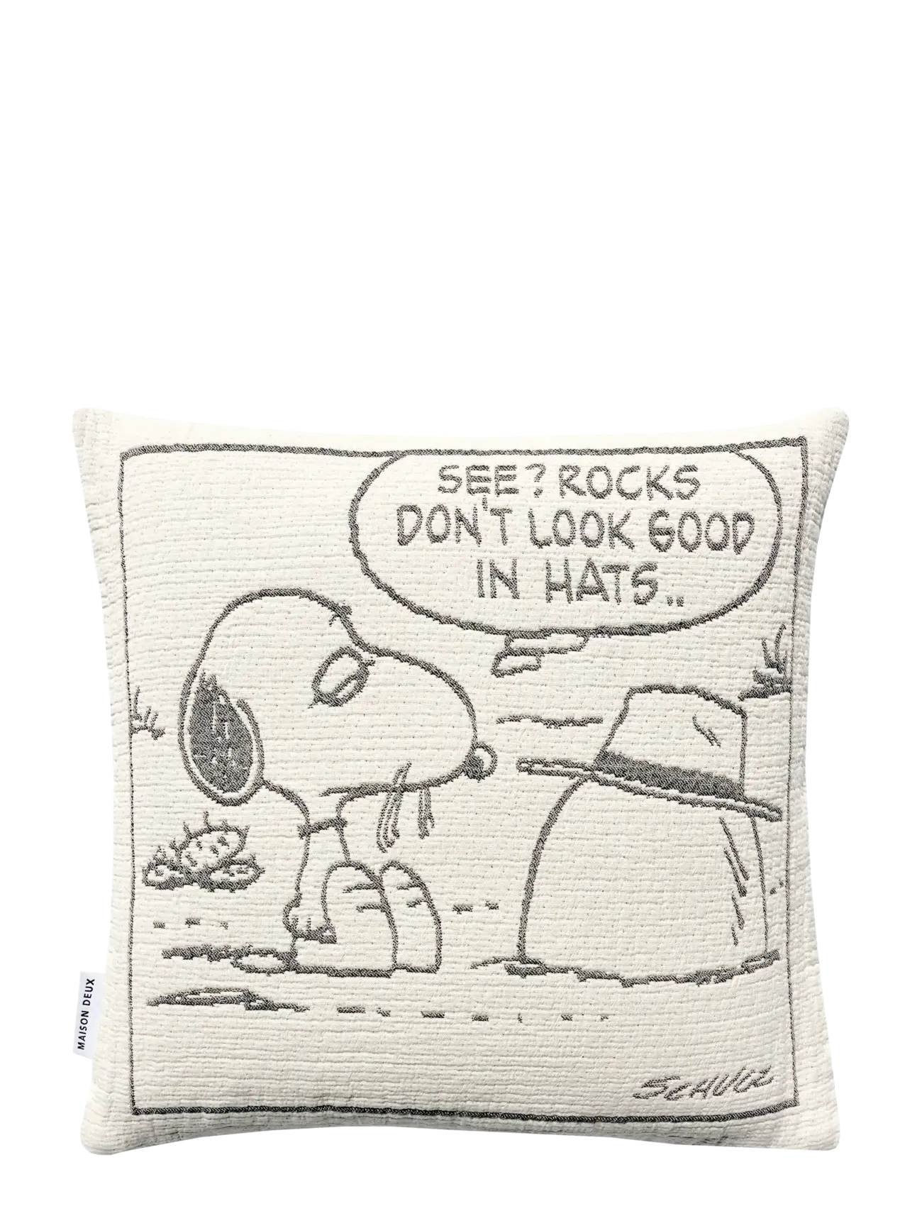 Maison Deux - Peanuts Cushion Rock - Black - sierkussens - black/white - 1