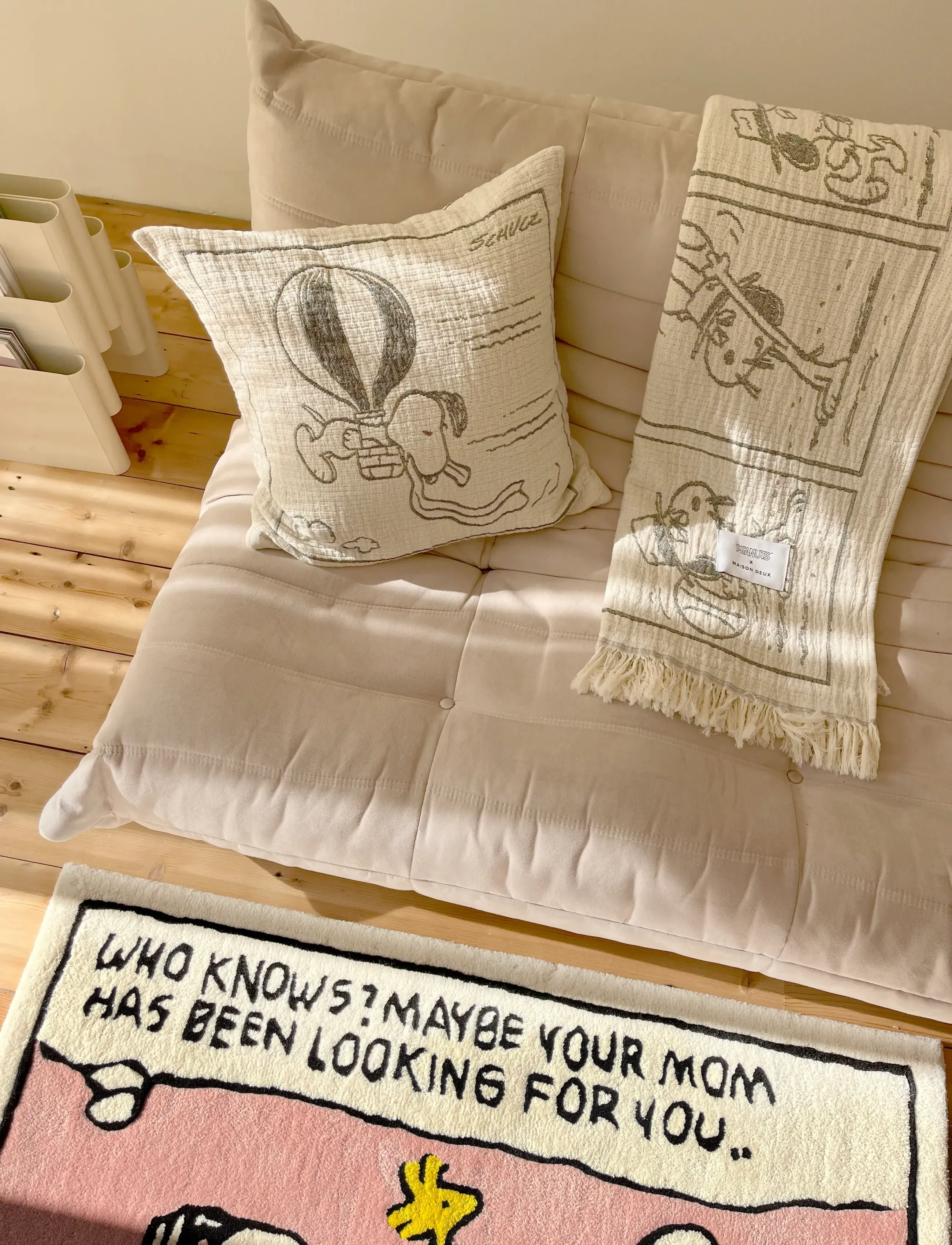 Maison Deux Peanuts Cushion Zeppelin Black, 50X 50 cm, Cushions & Blankets, Weiß - Cushions, Homeware