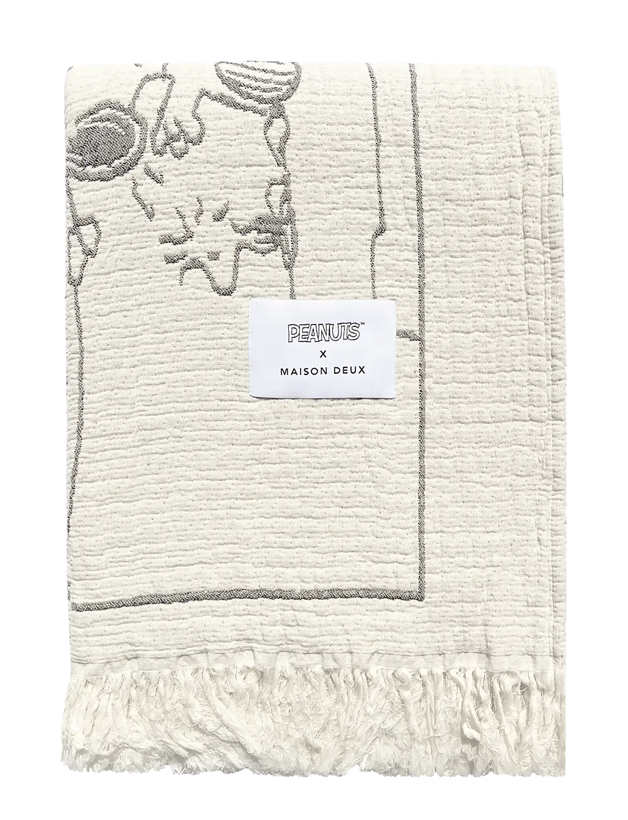 Maison Deux - Peanuts Blanket Flight school - Black - couvertures - black/white - 0