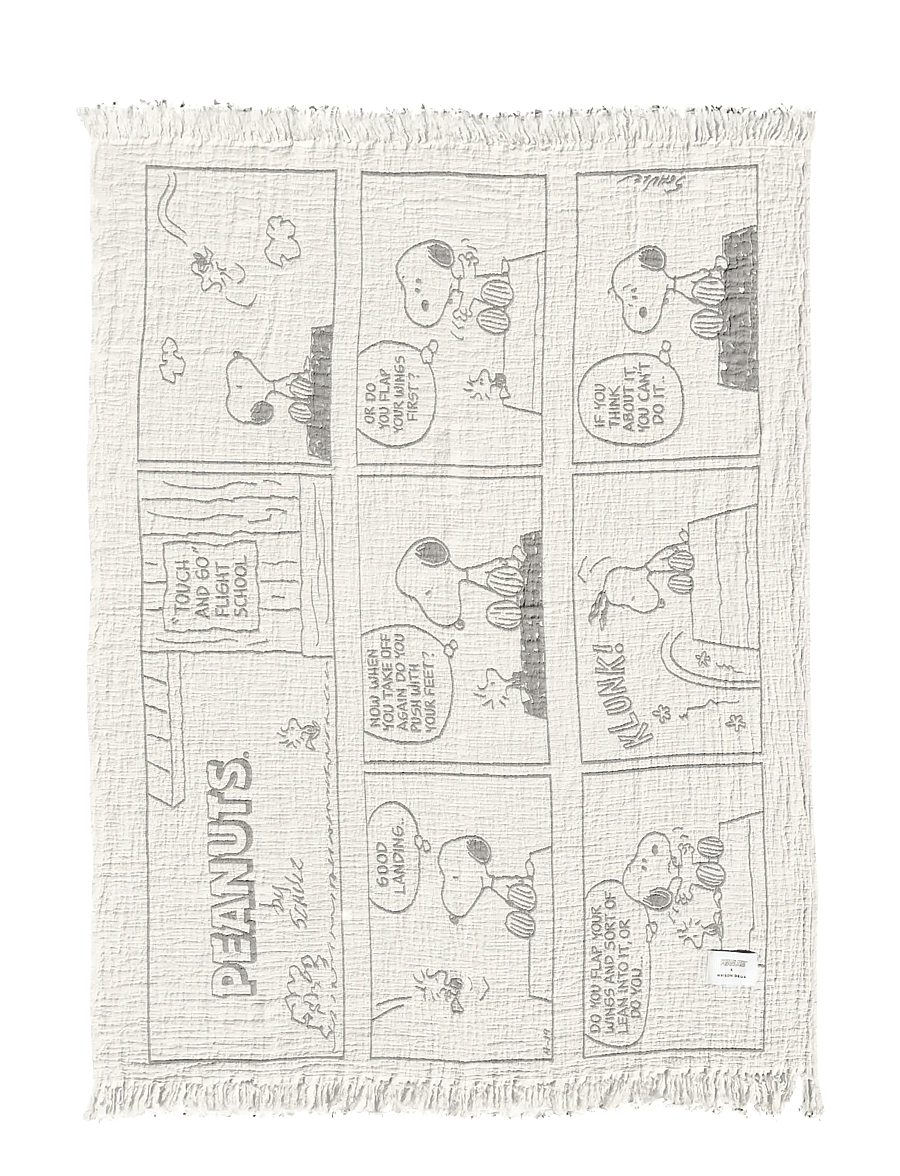 Maison Deux - Peanuts Blanket Flight school - Black - couvertures - black/white - 1