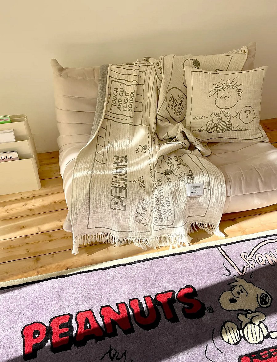 Maison Deux - Peanuts Blanket Flight school - Black - couvertures - black/white - 3