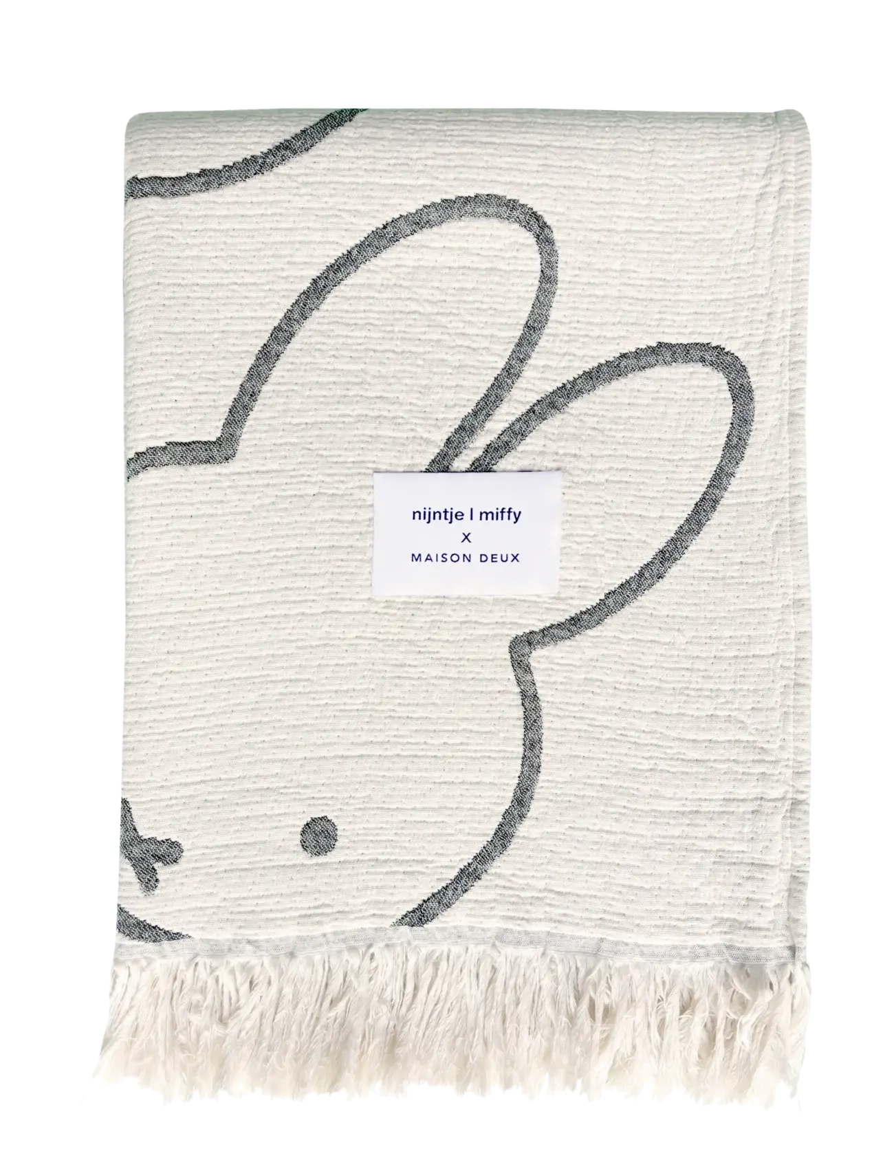 Maison Deux Miffy Blanket Black, 135X 200 cm, Cushions & Blankets, Weiß - Blankets Throws, Kinder