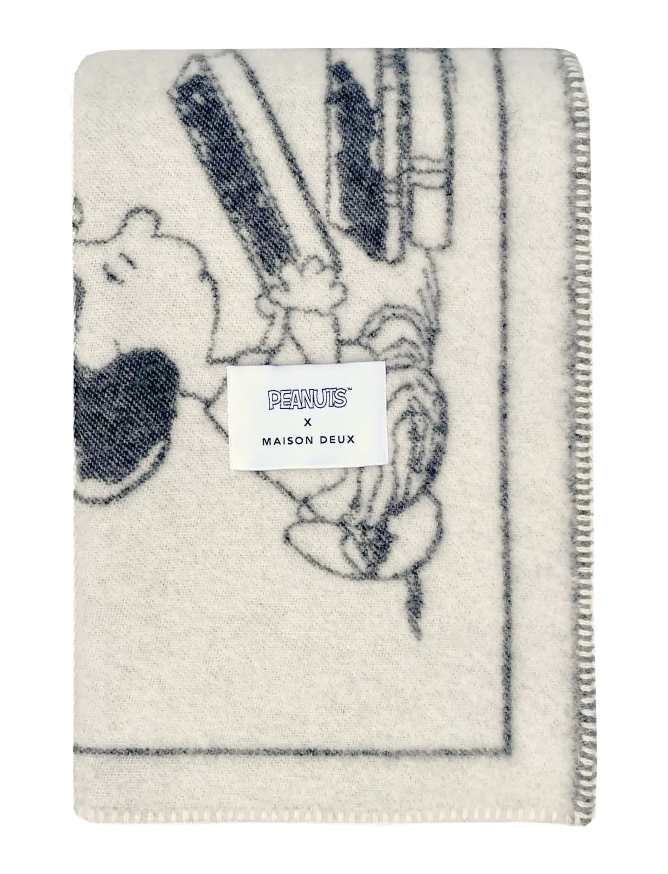 Maison Deux Peanuts Blanket ZZZ - Stitched - Maison Deux - BLACK/WHITE / white