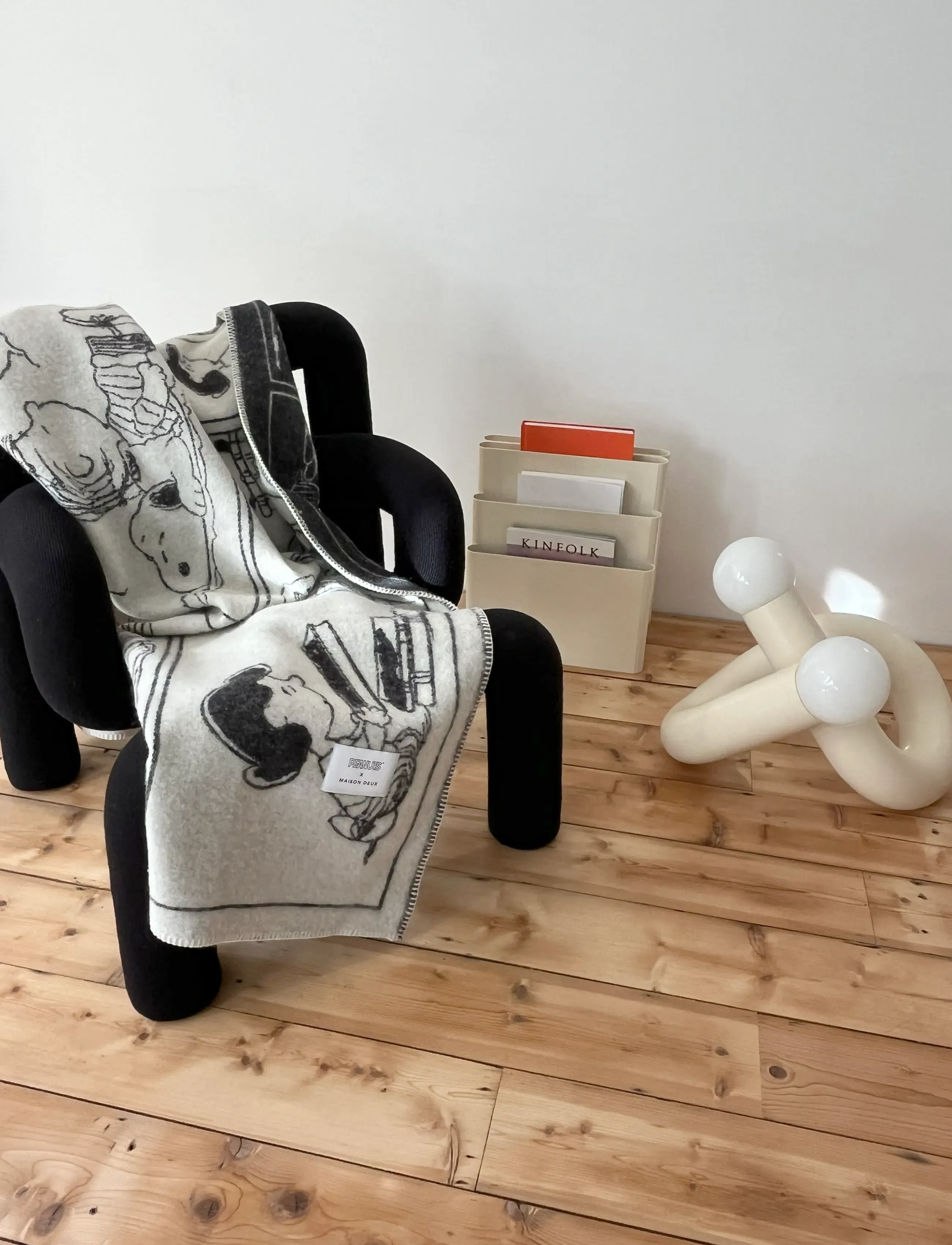 Maison Deux - Peanuts Blanket ZZZ - Stitched - black/white - 2