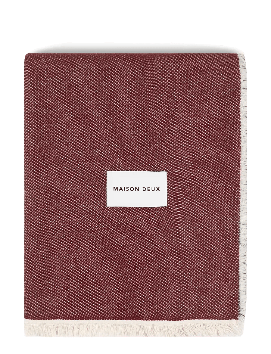Maison Deux - Check Bold Blanket Burgundy Pink - burgundy pink - 0