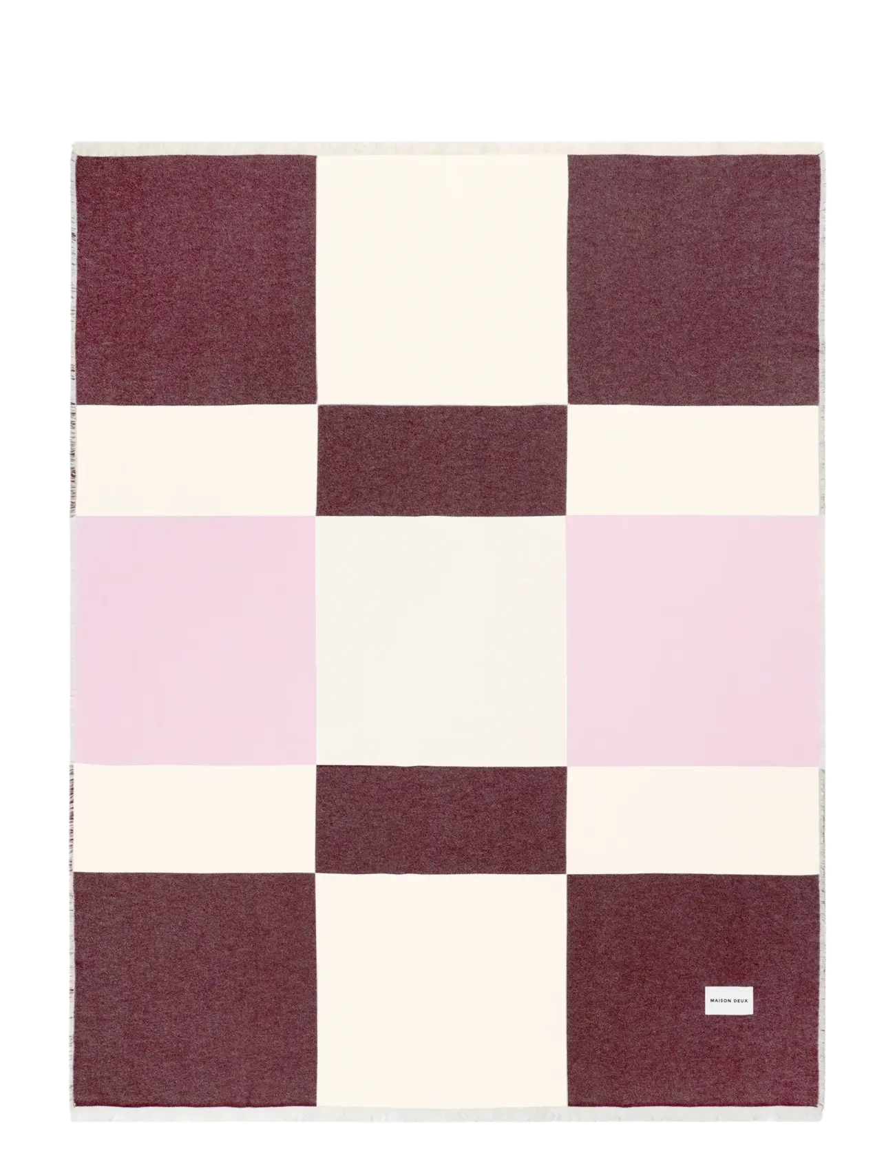 Maison Deux - Check Bold Blanket Burgundy Pink - burgundy pink - 1