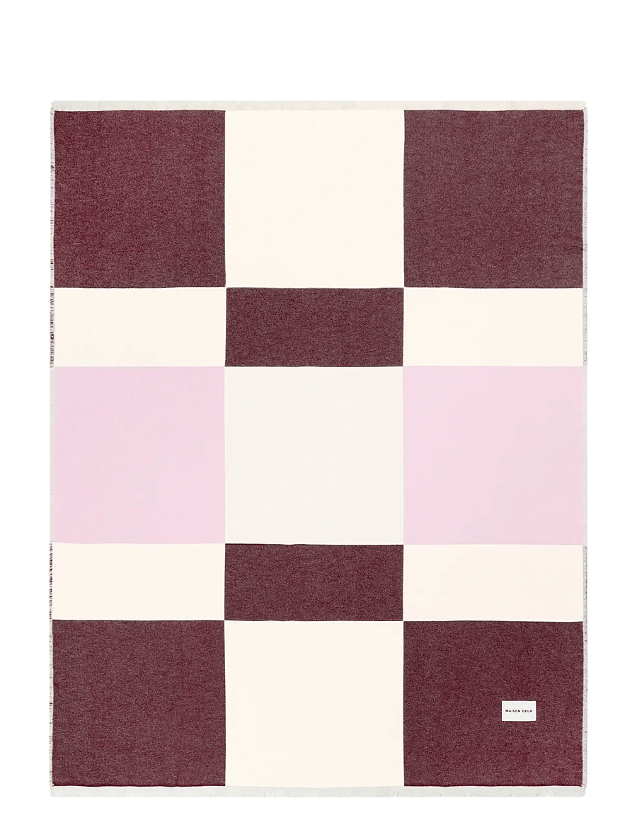 Maison Deux - Check Bold Blanket Burgundy Pink - burgundy pink - 1
