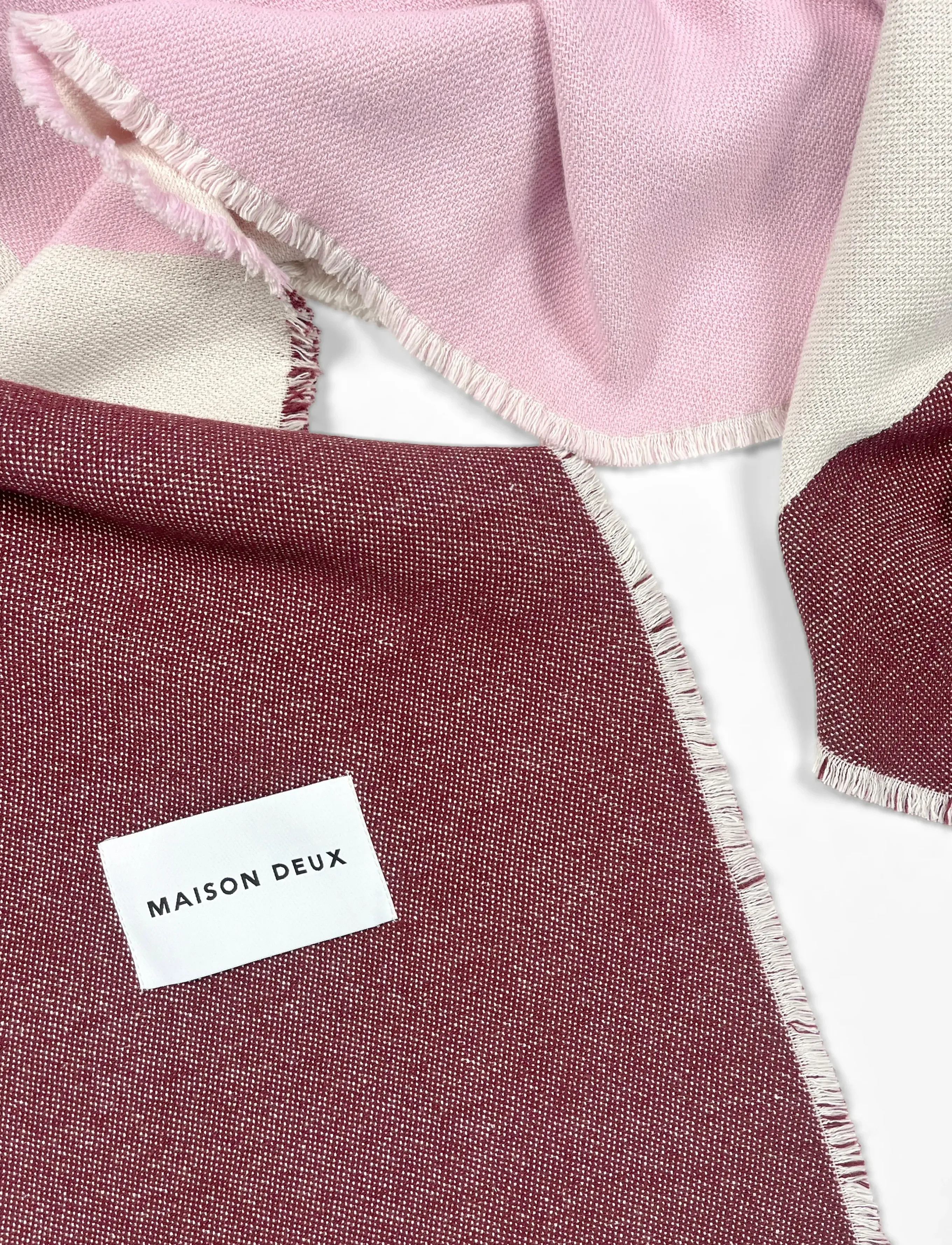 Maison Deux - Check Bold Blanket Burgundy Pink - burgundy pink - 2